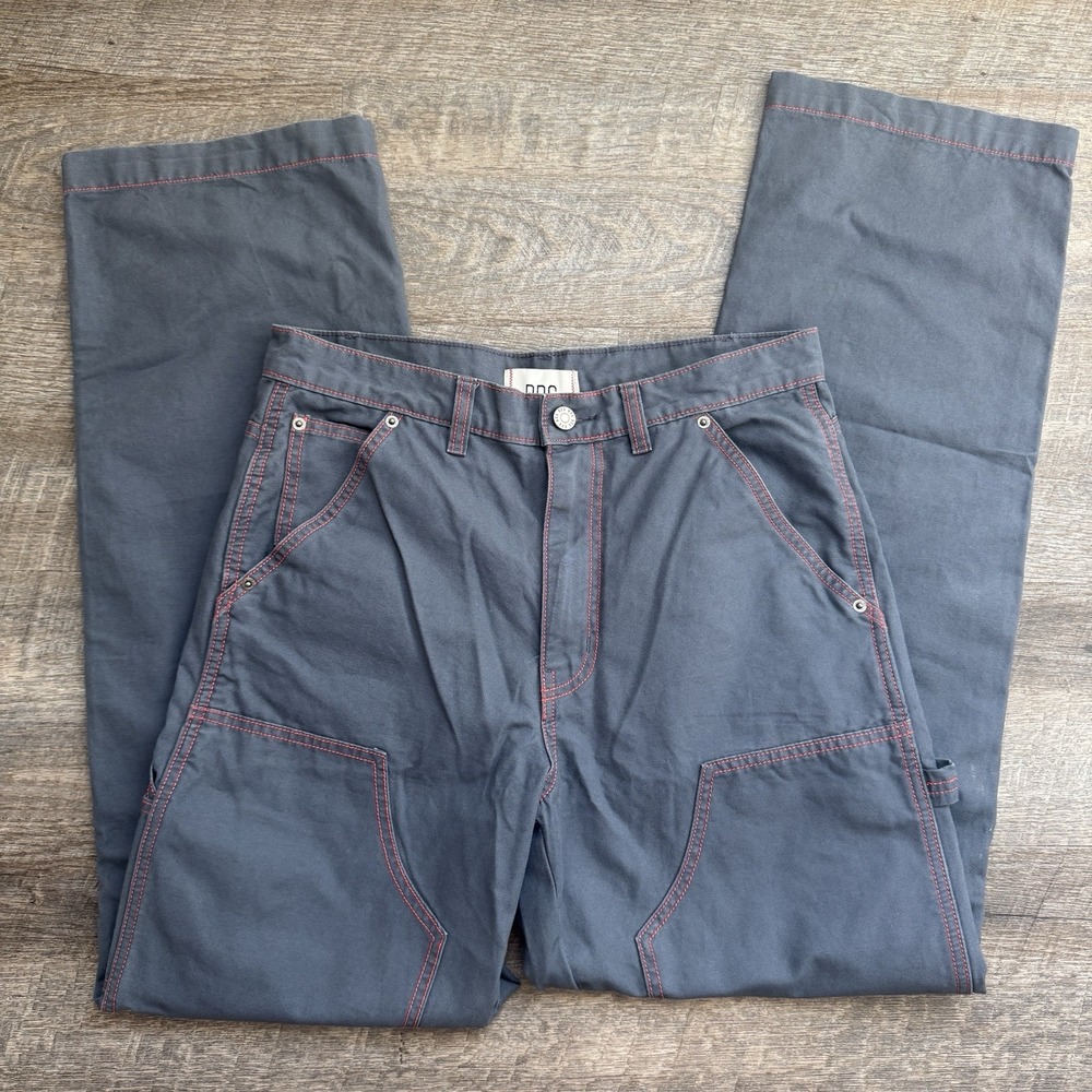 BDG Urban Outfitters Gray Red Stitch Straight Carpenter Pants Cotton 28 - Picture 2 of 12